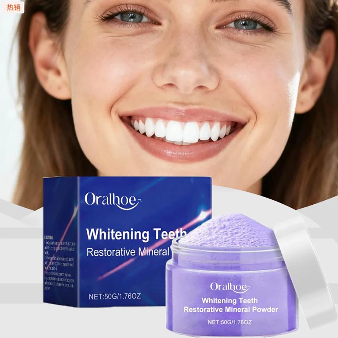 Teeth whitening powder: gentle formula, removes stains, fresh breath, cleans mouth and whitens teeth