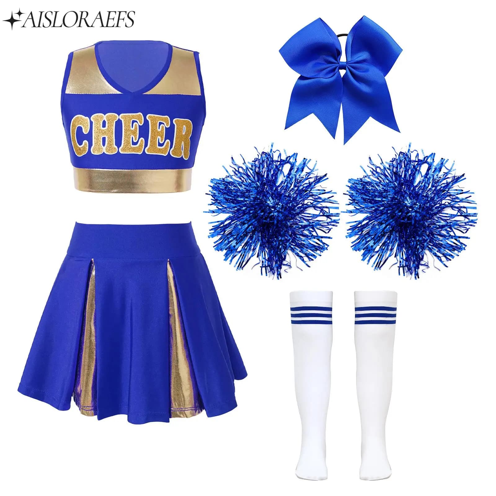 Vestito uniforme da cheerleader per ragazze, per bambini, per Halloween, costume da festa, set di abbigliamento da ballo per feste di spettacoli teatrali di carnevale
