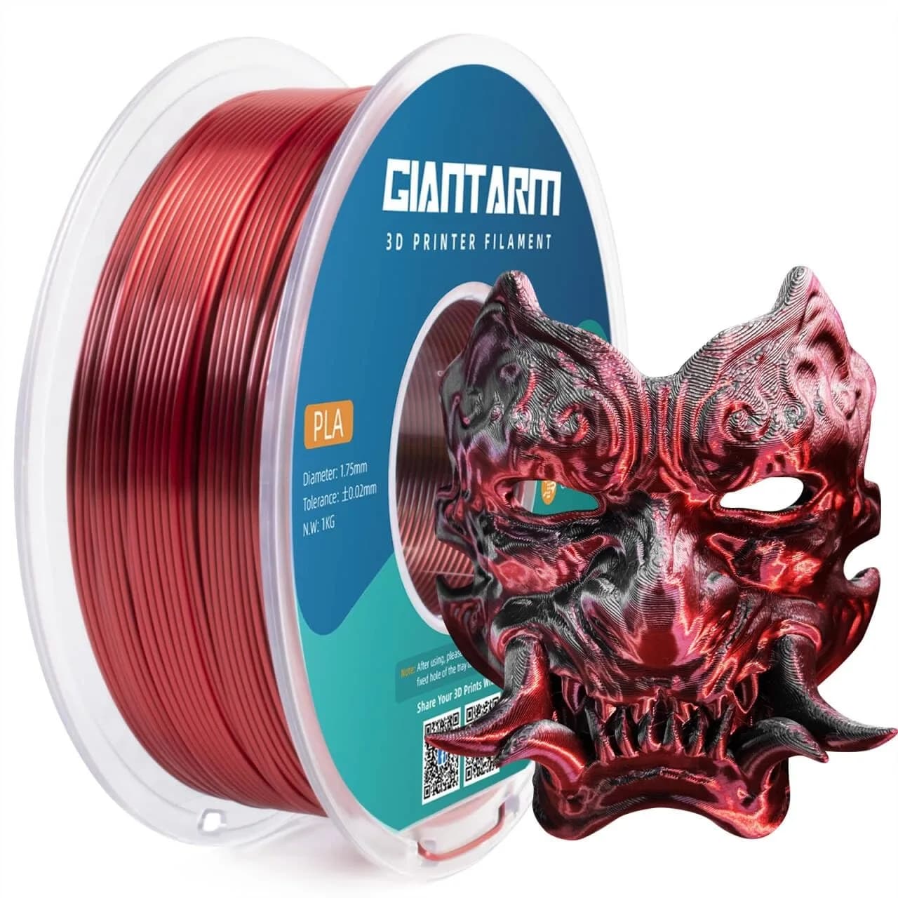 Filamento PLA Seta Bicolore 1.75mm +/-0.02mm, Superficie Lucida Effetto Seta, Bobina da 1KG per Stampanti 3D FDM
