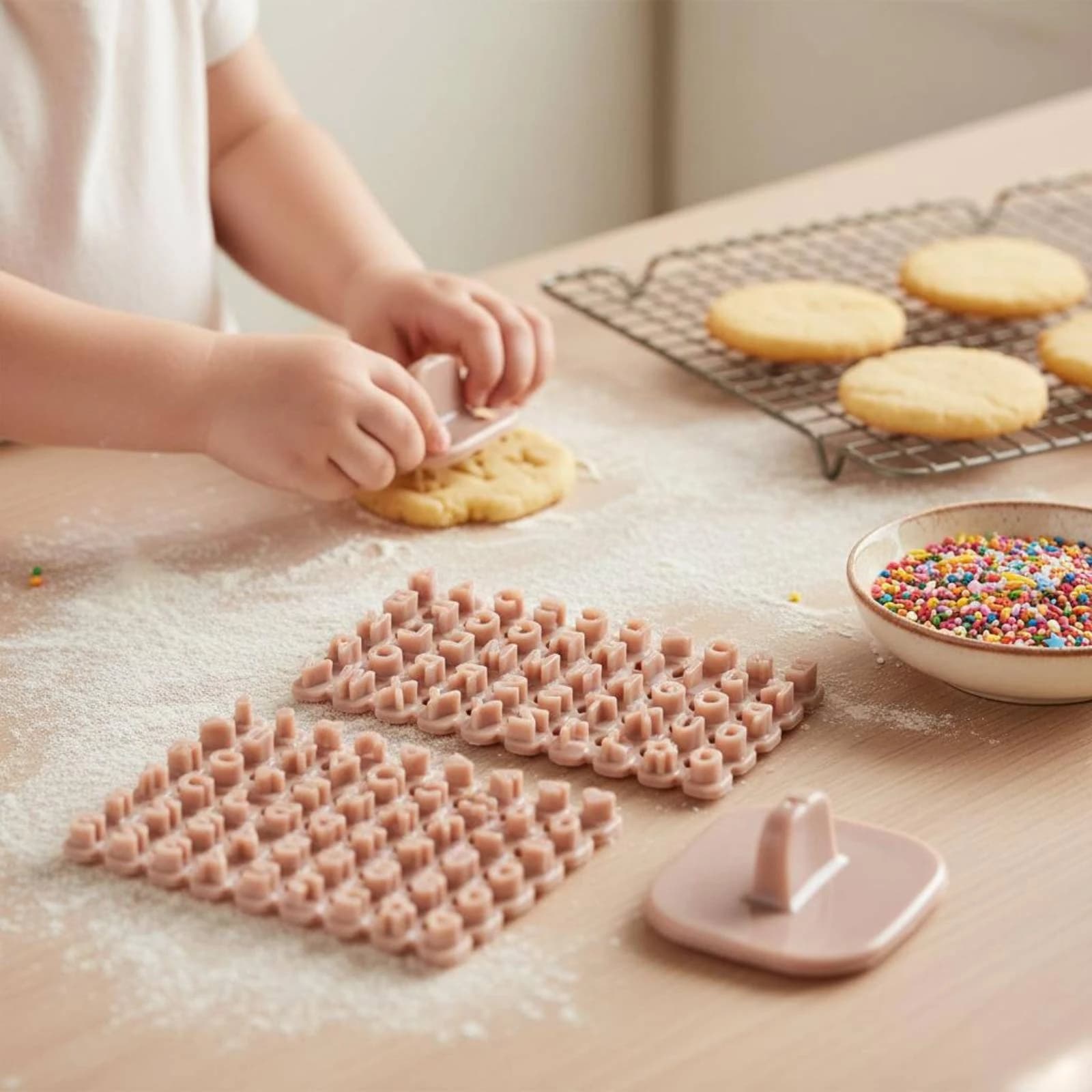 Cookie Stamping Mold Coffee-Colored Cookie Letter Stamp Set Fondant Cake Stamp Rectangular Number Fondant Stamps Raised Letters