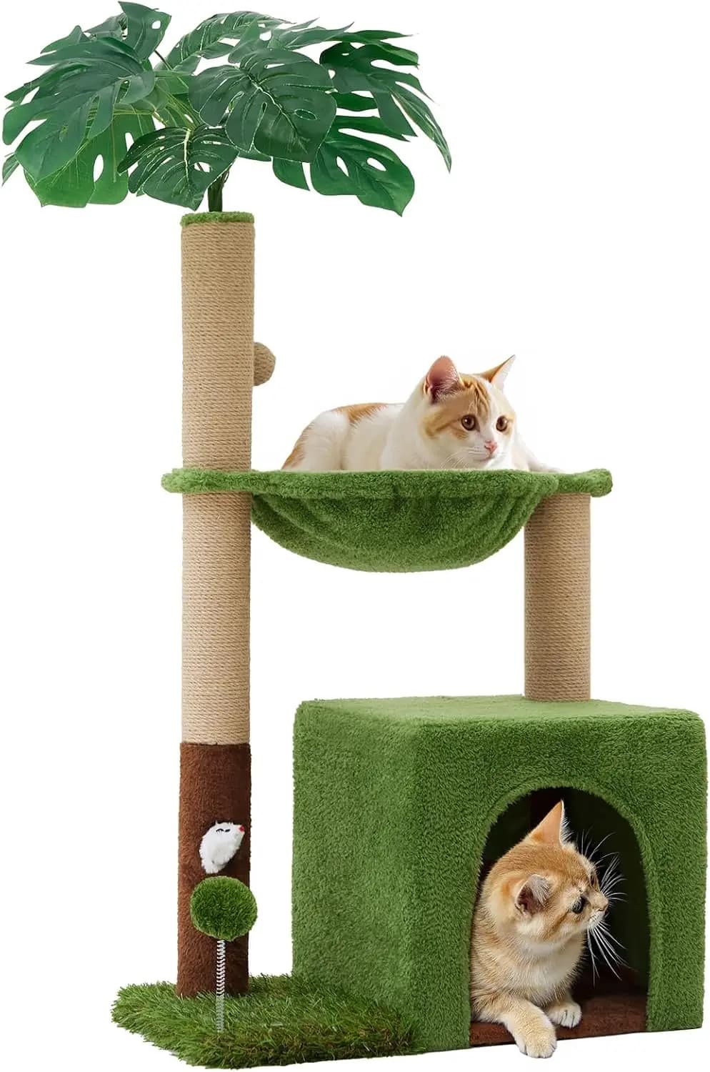 Torre per Gatti da 37 Pollici con Tiragraffi in Sisal, Amaca e Funzioni di Gioco per Gatti da Interno