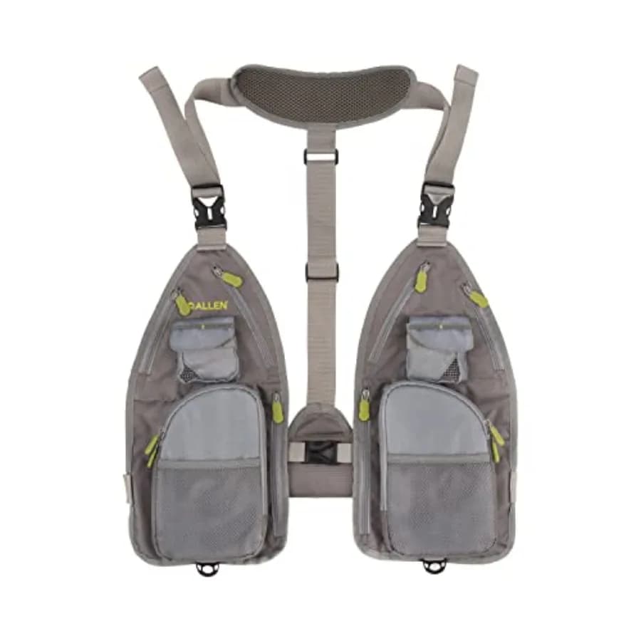 Gilet da Pesca Allen Company Ultra-Light Gallatin con 14 Tasche Accessorie, Nero, Contiene fino a 4 Scatole per Attrezzatura/Mosche