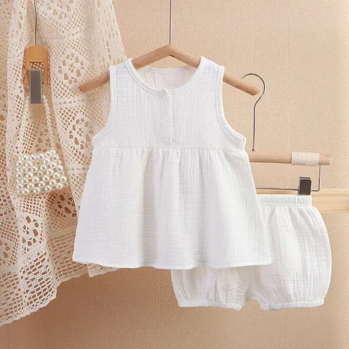 Moda bambini ragazze mussola camicia e pantaloncini Set Casual pantaloncini larghi per bambini estate 0-5 anni vestito a due pezzi