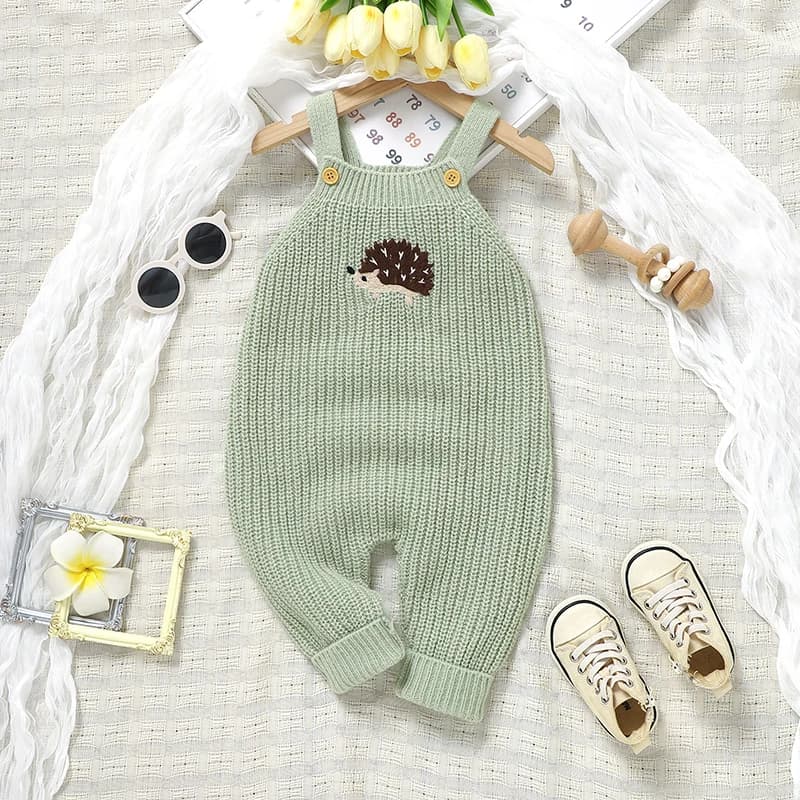 Pagliaccetti per bambini tuta per neonato lavorata a maglia tuta per neonato con riccio ricamato carino abbigliamento per neonato 0-18M tuta senza maniche tuta corta