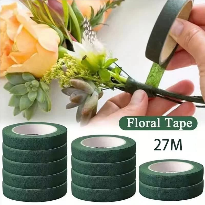 30 Iarde 12MM Floral Tape for Steli, Corsage, Artificial Flowers, Green Tape for Florists, Nylon Flower Delivery