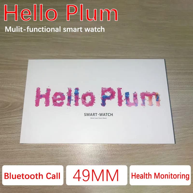 Nuovo Smartwatch Hello Plum da 49mm con Schermo da 2,09 Pollici, NFC, GPS, Chiamate Bluetooth, Musica BT, Giochi, Ricarica Wireless per Uomo e Donna