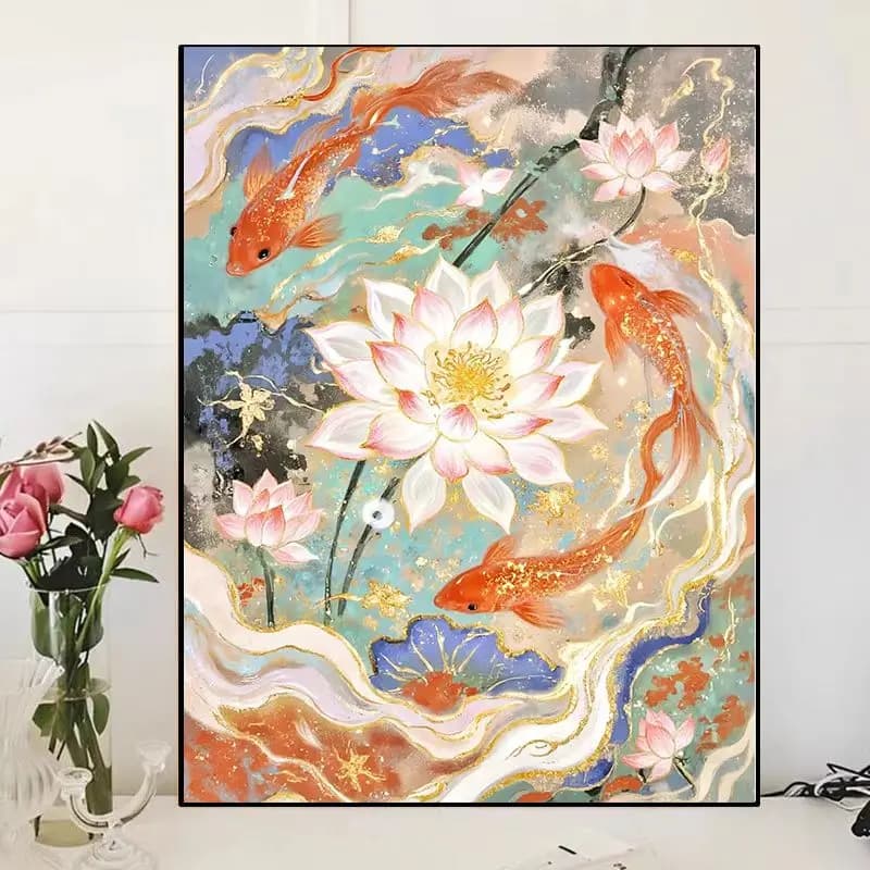 Modern Simple Style Diamond Painting Landscape Decorative Artwork DIY Materials for Living Room Tile Adhesive with Frame