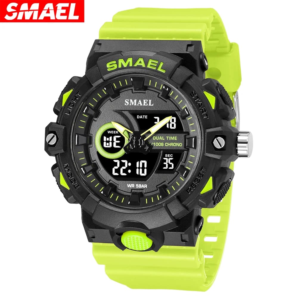 SMAEL Multifunctional Digital Sports Watch with LED Light Quartz Analog Wrist Watch with Men's Casual Student Chronograph 8081