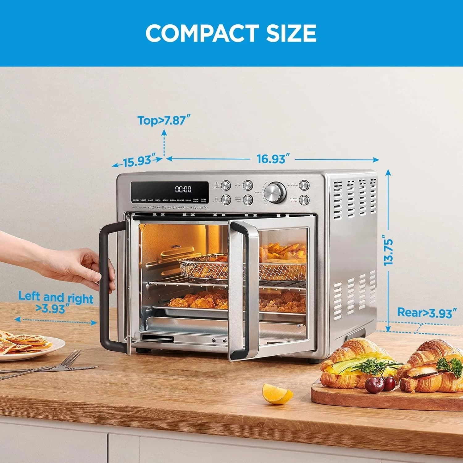 Air Fryer with Combined French toaster oven, 26.4 QT, Oven with Combined Extra Large Air Fryer 10 in 1, Factory Direct Sales
