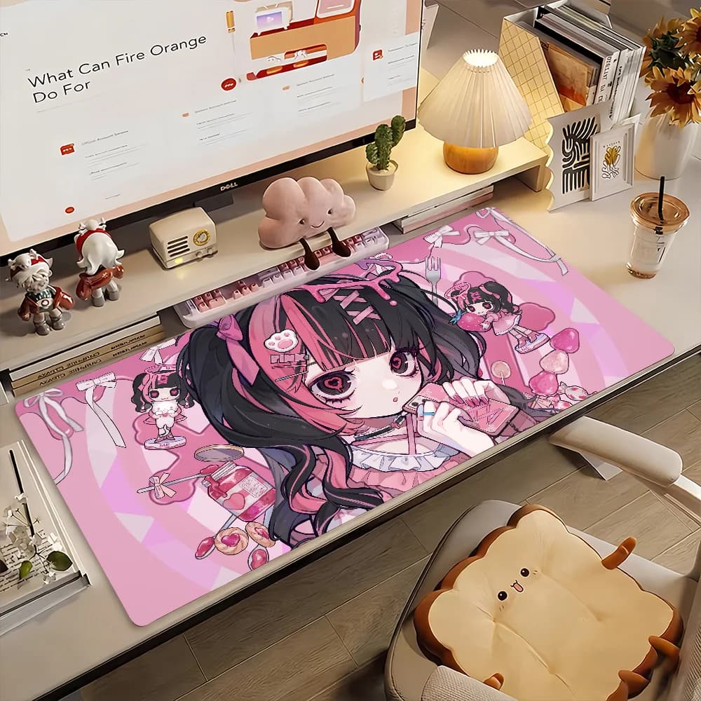 Tappetino per mouse Art Anime Girls, tappetino per computer antiscivolo in gomma, tappetino per computer, decorazione, tappetino da scrivania, laptop, ufficio, grande