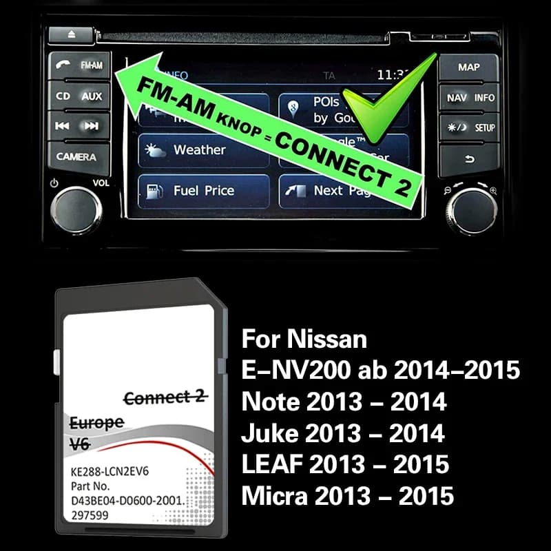 Connettiti 2 schede SD V6 2021 2022 Nota Juke Leaf Micra E-NV200 Mappa UK EU per Nissan