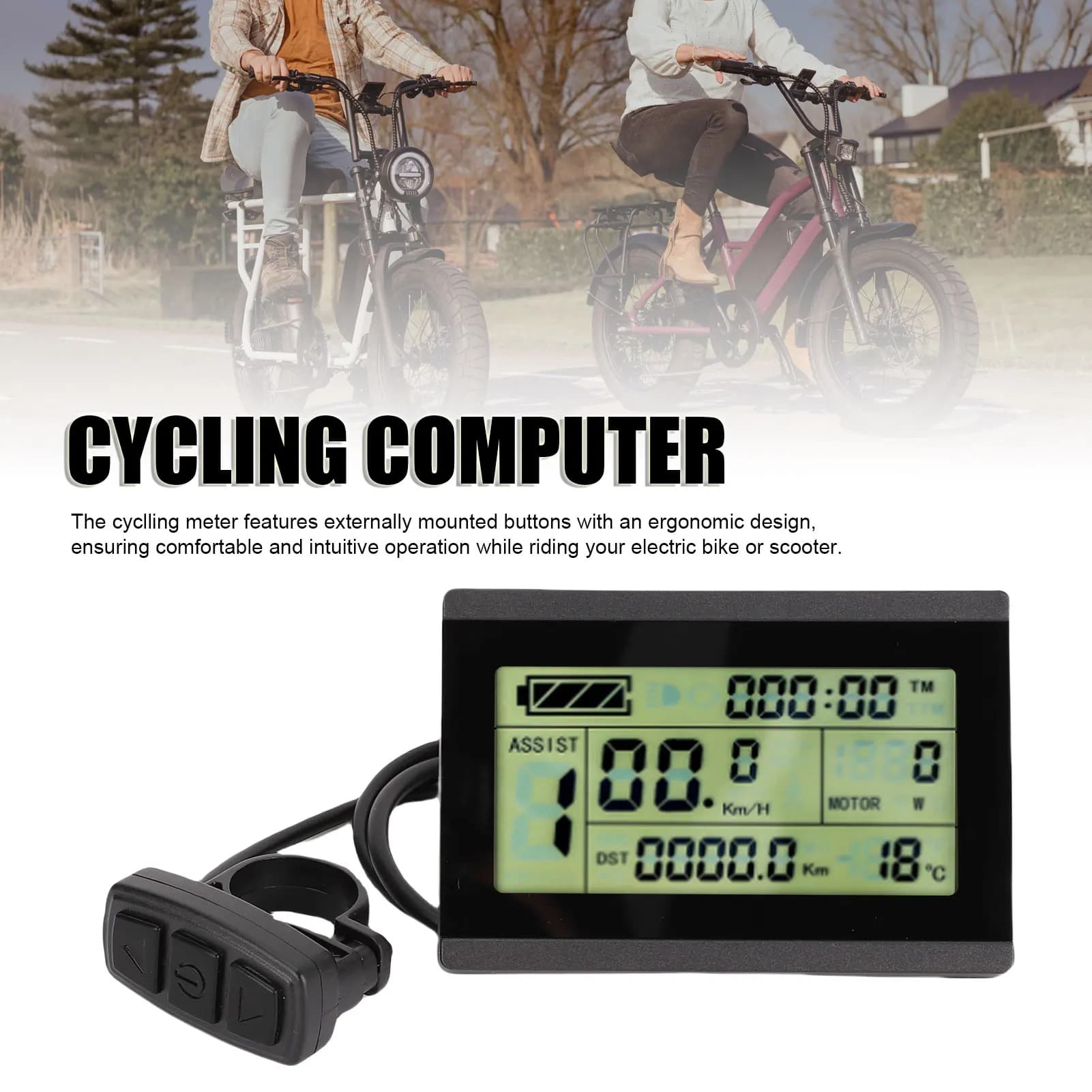 Computer per Bicicletta, Display LCD per Scooter Elettrico, Pannello di Controllo USB 24V 36V 48V per Bici Elettrica con Connettore Impermeabile a 5 Pin