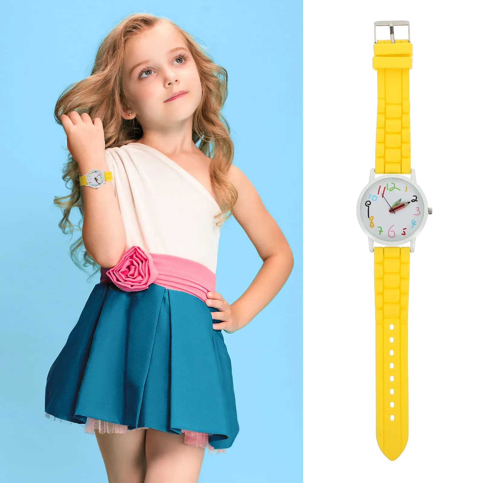 Orologio da polso per studenti con cinturino regolabile, casual, leggero e confortevole, per bambini, con numeri facili da leggere, gestione del tempo