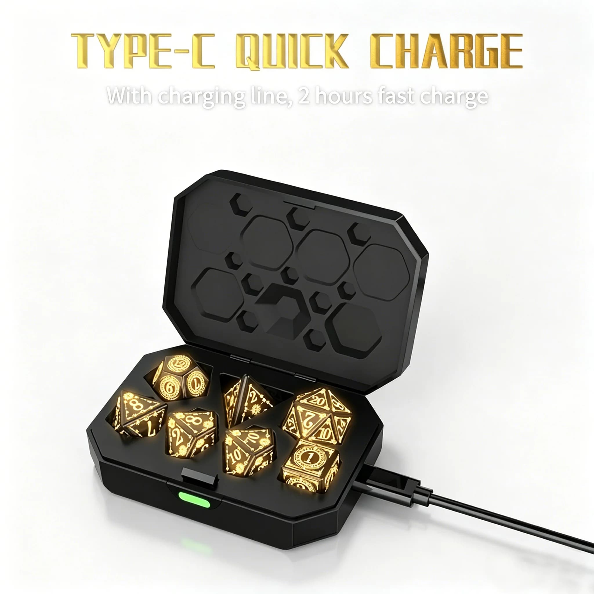 Set di dadi elettronici a LED con custodia di ricarica, dadi poliedrici D&D, per il gioco di ruolo da tavolo “Dungeons & Dragons”