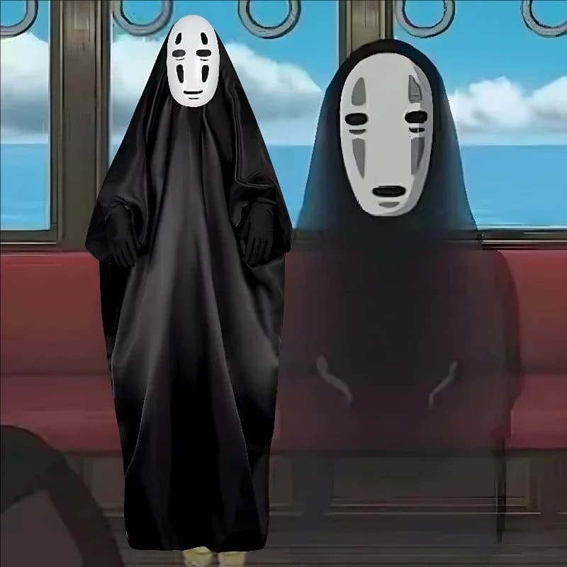 Costume Cosplay Anime Giapponese Senza Volto per Adulti, Set Completo per Halloween e Carnevale con Maschera Fantasma e Guanti, Disponibile