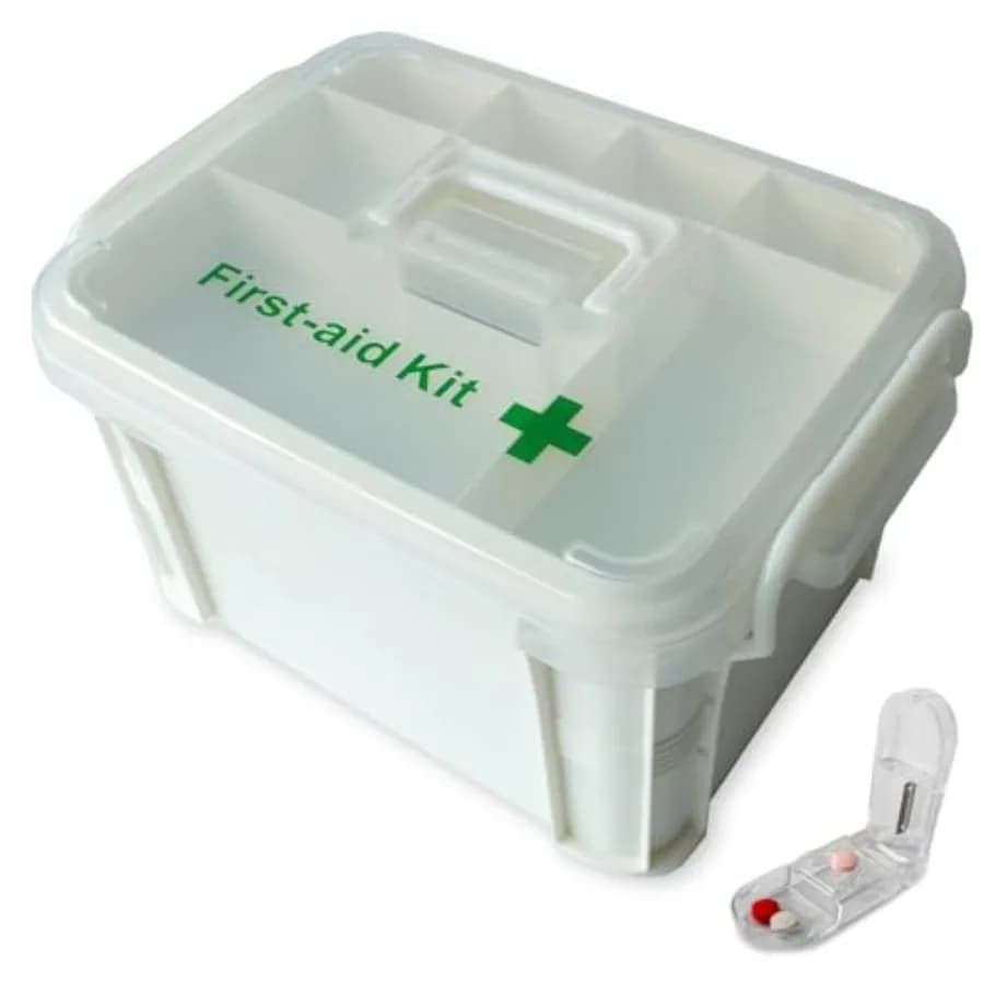 Deke Home - Cassetta Portatile per Pronto Soccorso e Organizzazione Medicinali con Maniglia, Kit di Conservazione Medicinali Familiare in Plastica per Viaggi, Auto e Casa