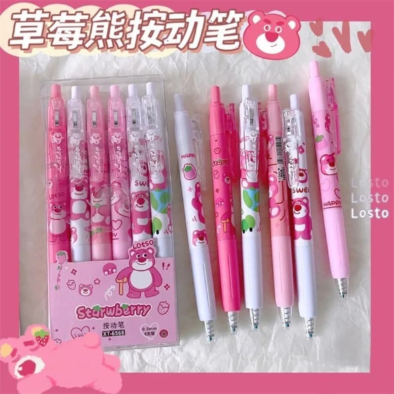 Lotso, nuovo modello di cartone animato carino e interessante per gli studenti, materiale scolastico con penna gel inerasable ad asciugatura rapida, rosa di alto valore