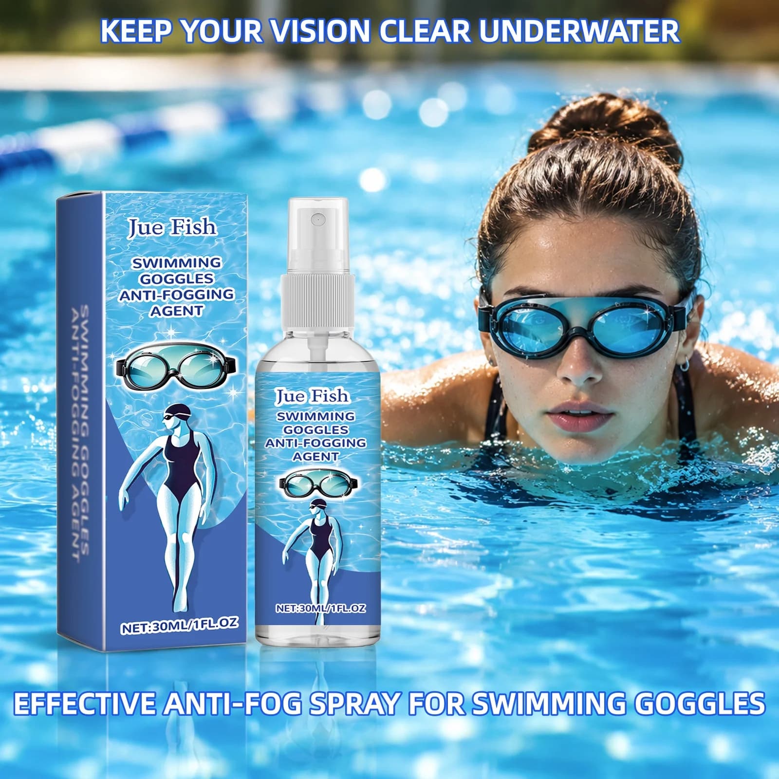 Professional Anti-Fog Spray for Goggles & Glasses Swimming & Diving,Multi-Scene Prevent Fogging Lens Care Restore Clear Vision