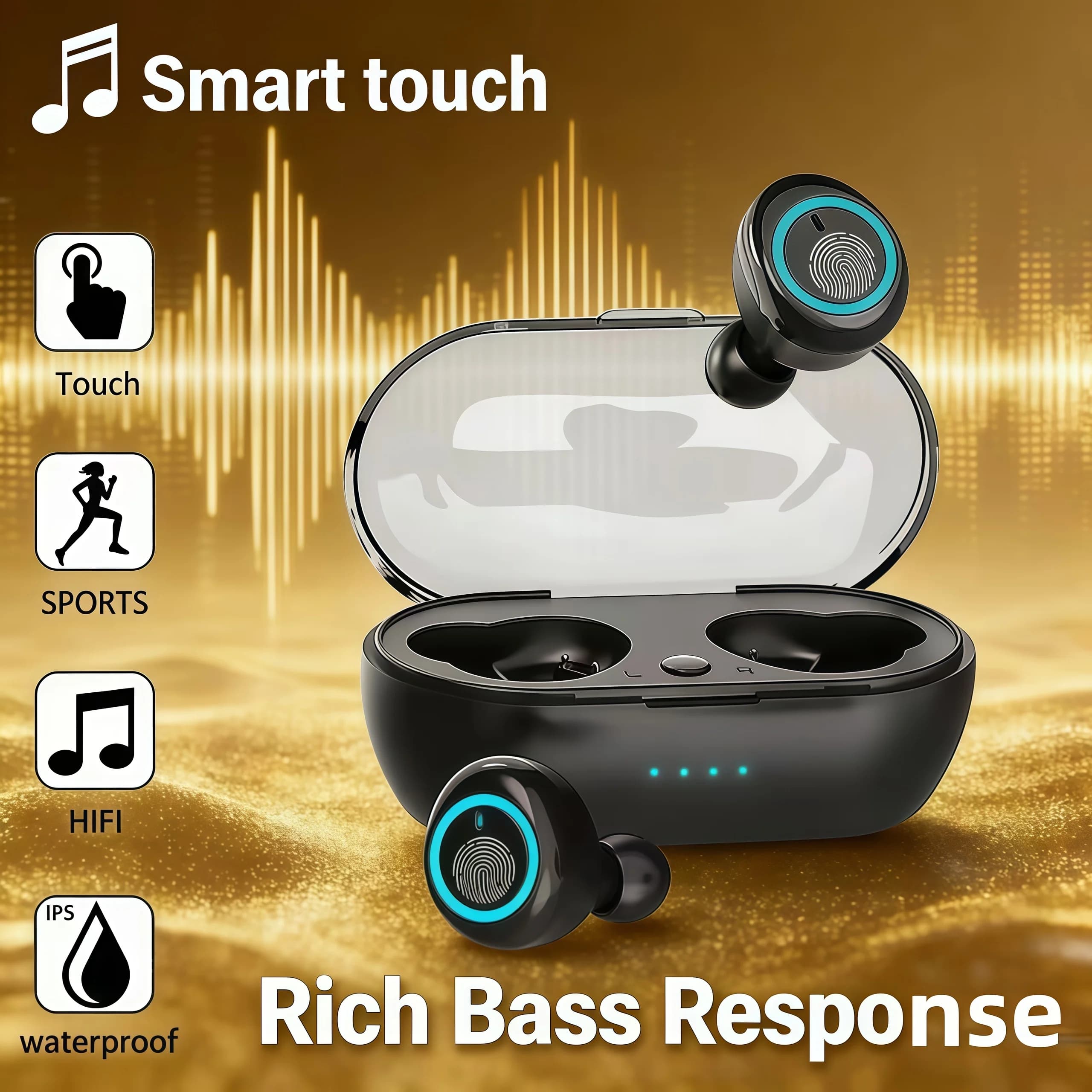 New Bluetooth headphones Y30 Sports headphones Y30 Wireless Bluetooth 5.0 Touch Motion Audibles with noise reduction with microphone