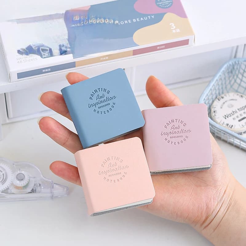 3pcs/set Colorful Mini Drawing Books Square Watercolor Sketchbook Thick Paper Drawing Books Study Art Art Supplies