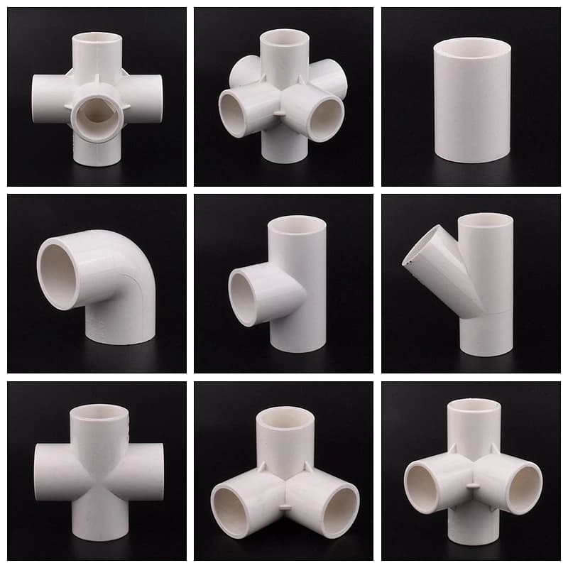 White 20~50mm PVC 3-Way 4-Way 5-Way Connector Garden Water Pipe Straight Elbow Tee Fittings Aquarium Water Tank Supply Joint