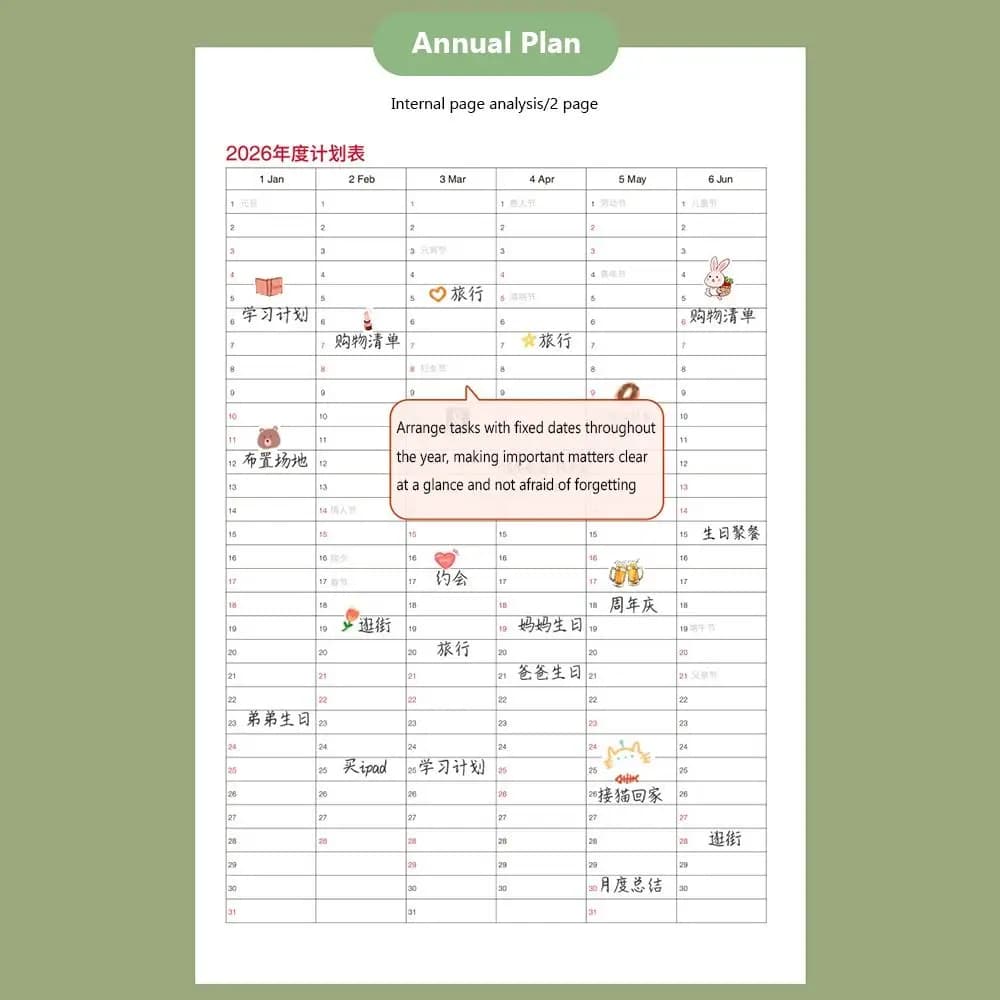 A4 A5 2026 Orari Notebook Efficienza del lavoro Piano di apprendimento Agenda Planner 24 fogli Check-in di vita Planner Notebook Studenti
