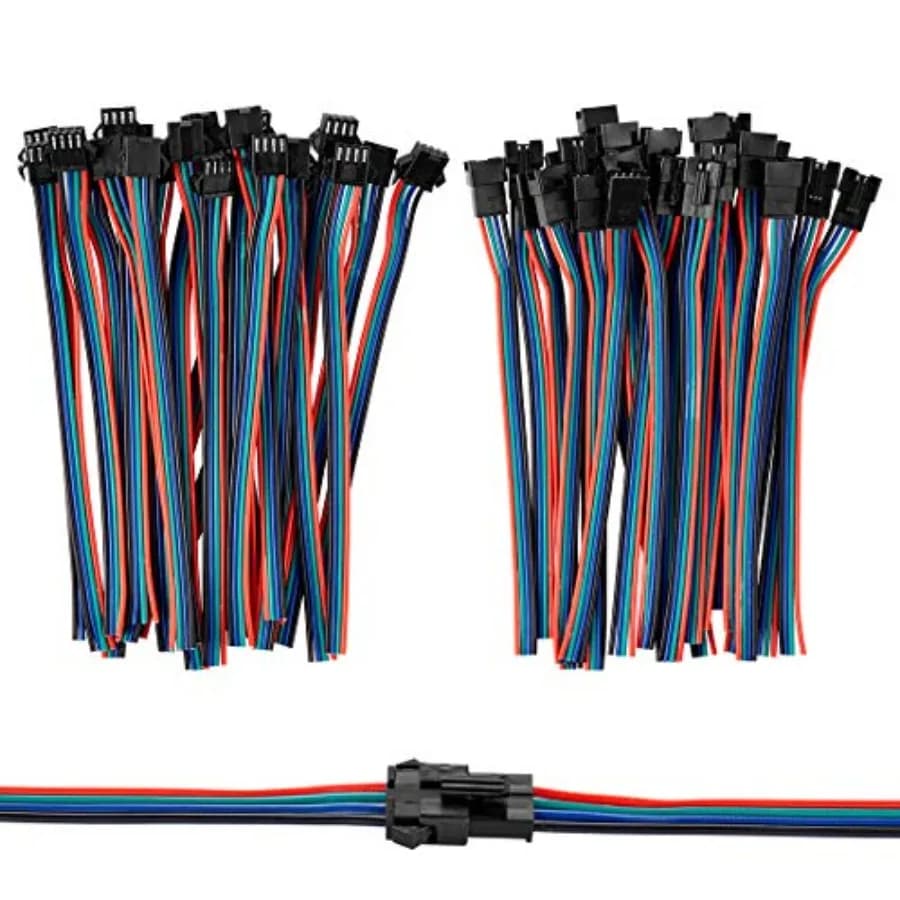 SM, 20 Pairs LED Strip Connector, Micro JST Male and Female Connector Adapter Plug, JST Connector Kit Terminal with 15CM 20AWG