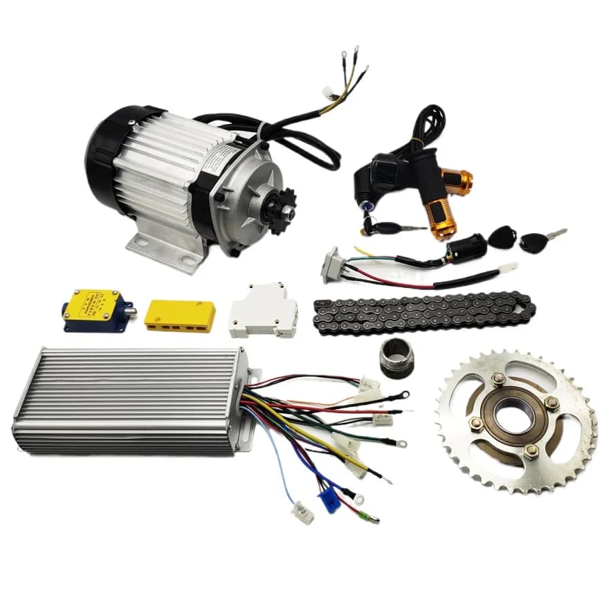 Kit di conversione elettrica per triciclo con motore brushless 48V 750W/1000W con 12 in 1 (controller, catena, acceleratore, blocco)