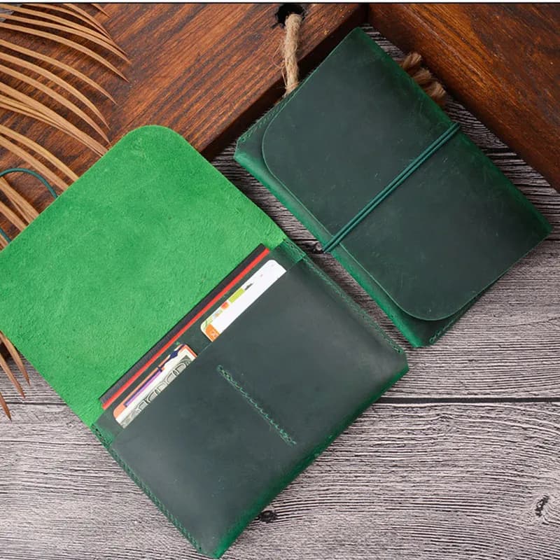 Handmade Top Layer Cowhide Leather Passport Wallet Simple Document Bag Retro Bifold Leather Card Holder New Style Genuine Lea...