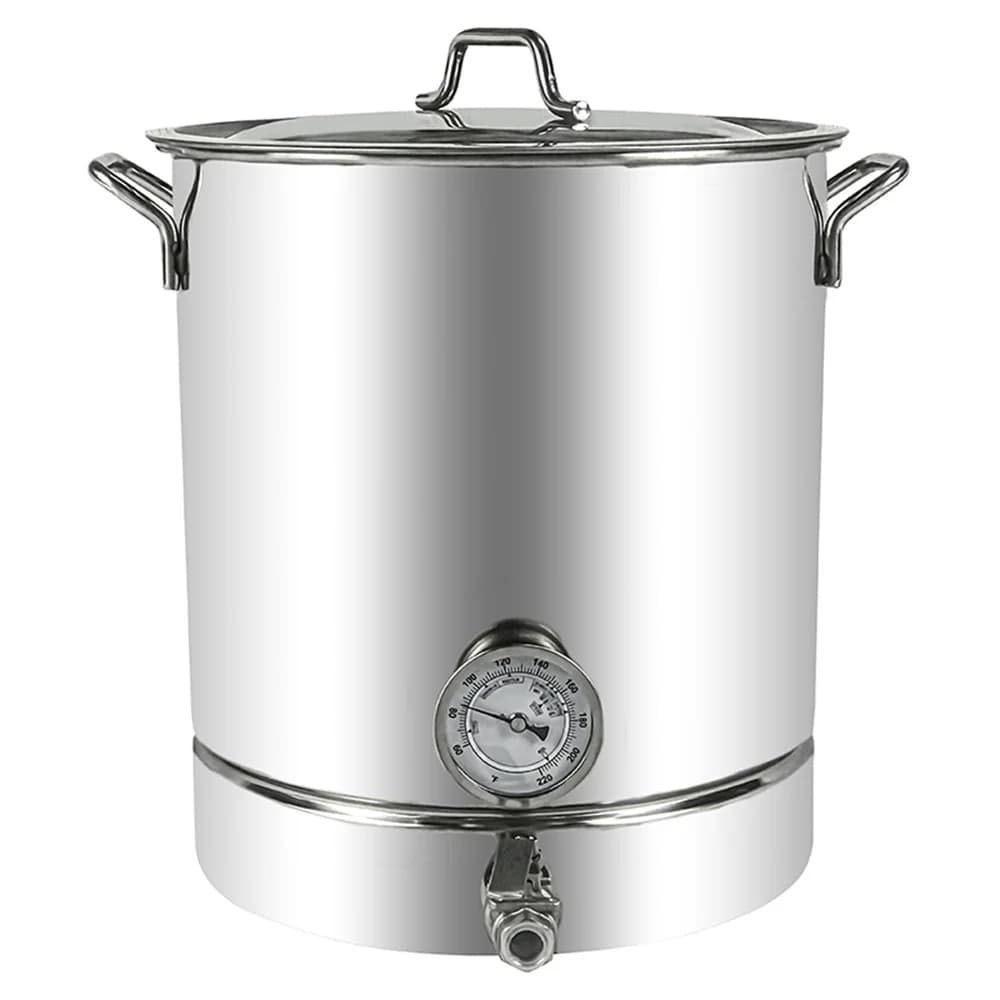 Stainless Steel Beer Kettle 30L 40L 60L, Domestic Beer Pot with Thermometer and Ball Valve, Domestic Bar Resistant