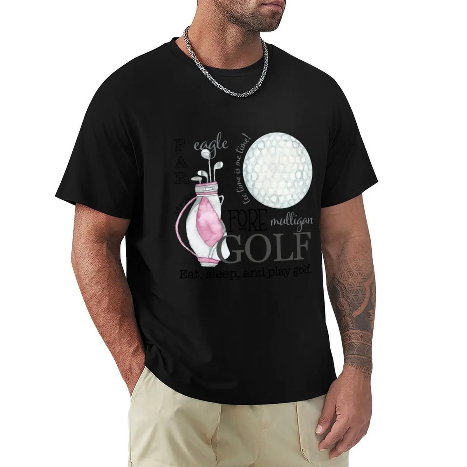 T-shirt Pink Golf Art, camicia basic casual in cotone a maniche corte