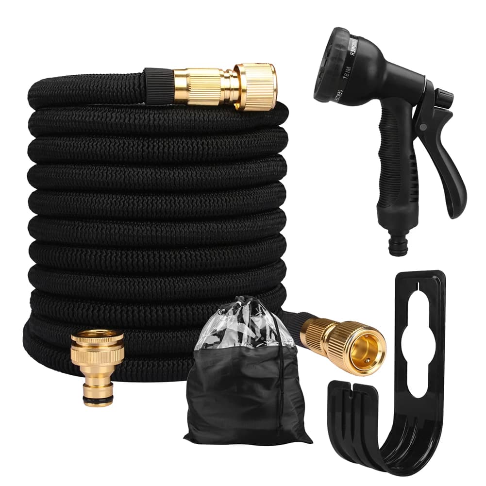 Tubo dell'acqua da giardino Espandibile Doppio connettore in metallo Bobina in PVC ad alta pressione Tubi dell'acqua magici per lavaggio auto dell'irrigazione dell'azienda agricola del giardino