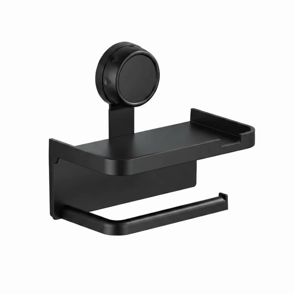 Suction Cup Bathroom Paper Holder Double Layer Multi-Functional Bathroom Storage Rack No-Drill Self Adhesive Toilet Paper Rack