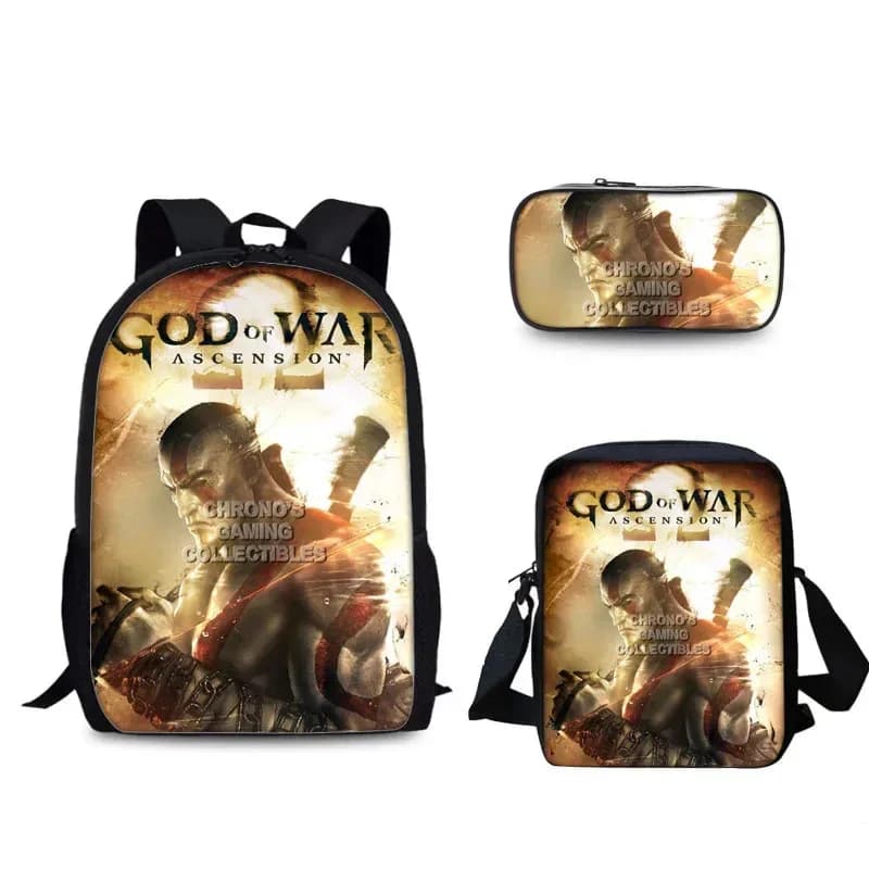 25COSGame God of War Zaino Zaino Borsa per il pranzo Astuccio Set regalo per bambini Studenti