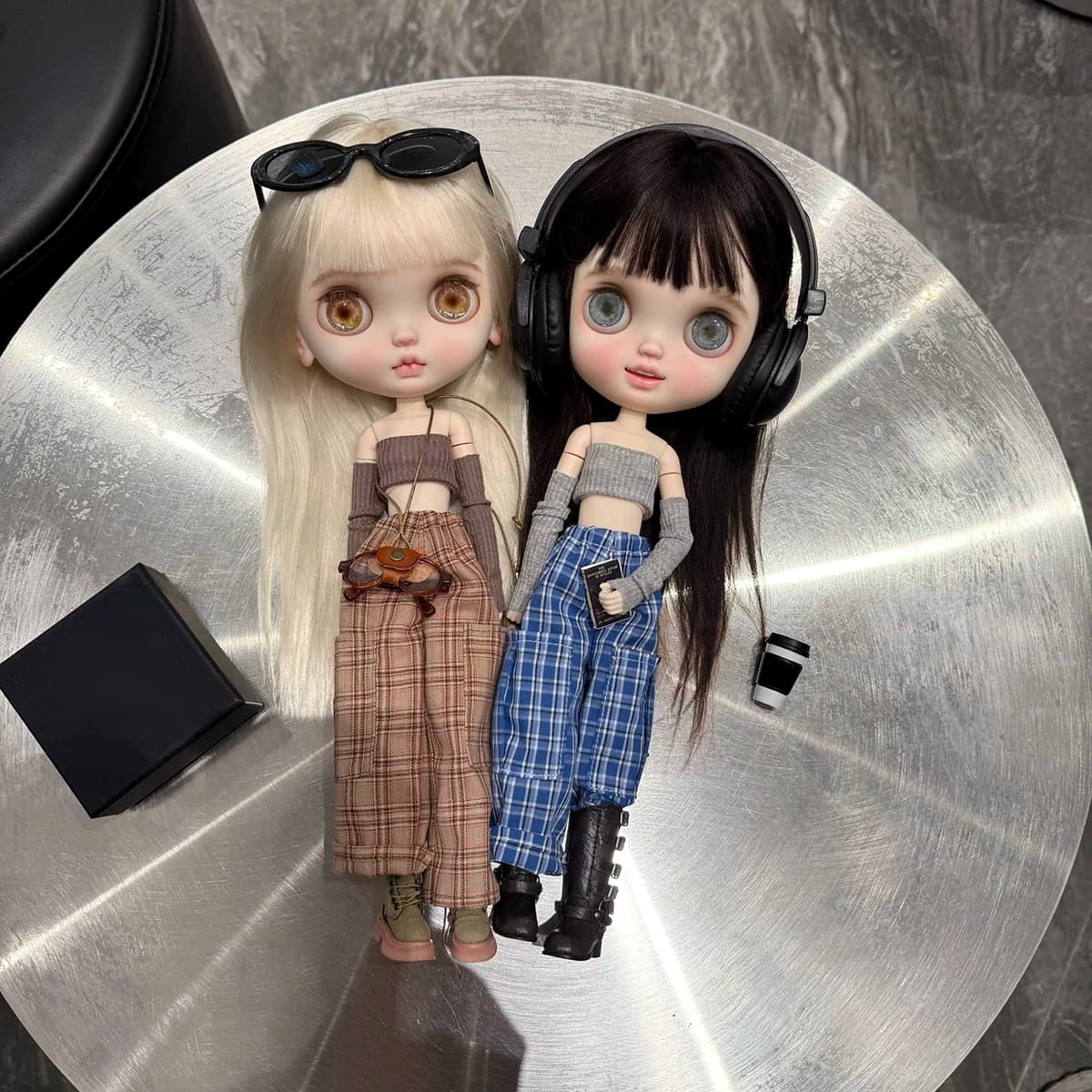 ICY DBS Blyth Doll Clothes Accessories Fashion Y2K Spice Girls Vest + Plaid Long Pant Set For 19 Joint OB24 Azone Doll Clothes