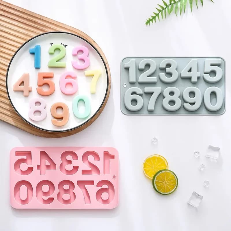 10 con stampo in silicone per modellazione digitale 0-9, strumenti per la cottura, stampo per torta al cioccolato, stampo epossidico per cubetti di ghiaccio, accessori per la decorazione di torte