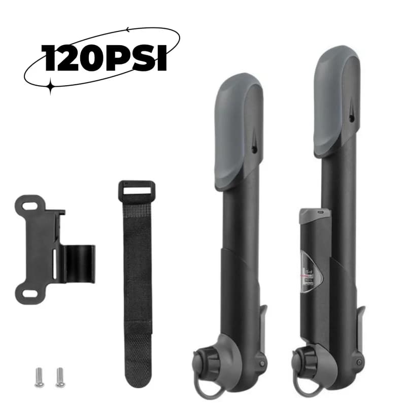 Pompa per bicicletta da montagna con conversione bocca mini pompa da 120 PSI con manometro