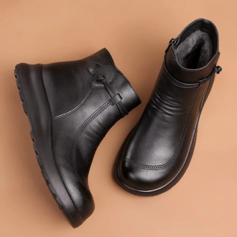 Stivaletti da donna Scarpe in pelle di cotone Stivaletti corti caldi in velluto invernale Stivali invernali da donna Donna