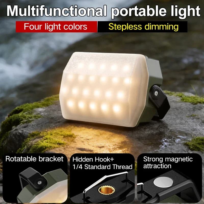 Luci da campeggio per esterni, tende da campeggio portatili, luci da lavoro per campeggio, luci a sospensione per atmosfera, illuminazione ricaricabile a lungo raggio
