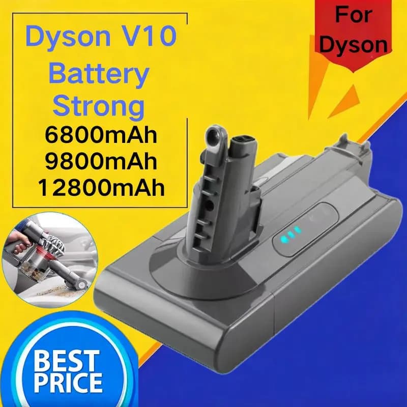 Batteria di ricambio Ah For Dyson V10 per aspirapolvere Dyson SV12 Absolute, utensili elettrici senza fili, 12800mAh 9800mAh 6800mAh