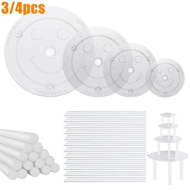 3/4 pezzi supporto per torta multistrato cremagliera di paglia per la realizzazione di torte nuziali e impilabili torte aste di supporto per torta in plastica set di tasselli per torta