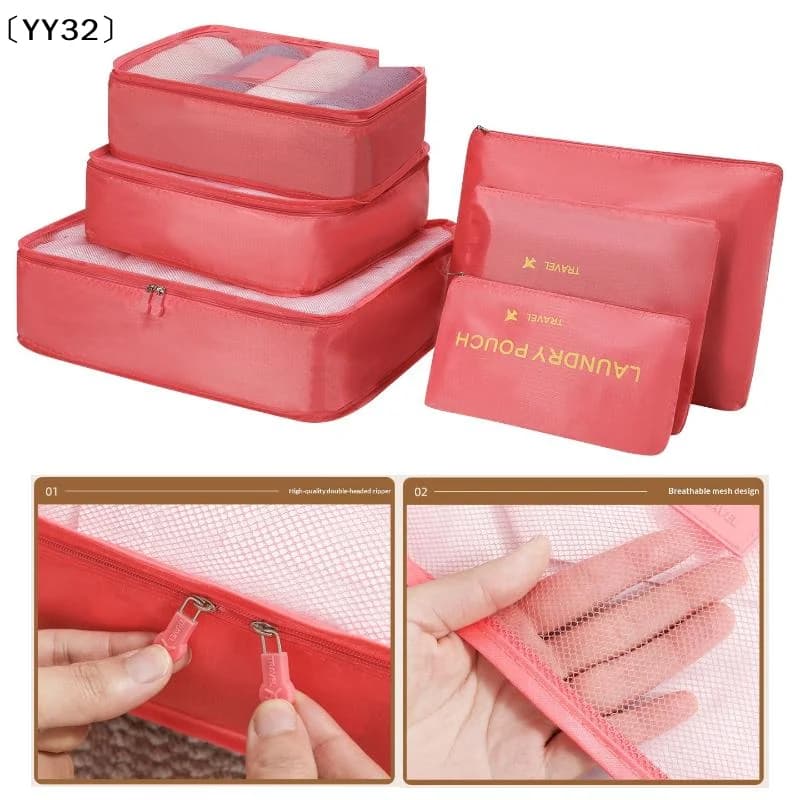 6Pcs Clothes Luggage Travel Blanket Shoes Organizers Bag Suitcase Pouch Packing Cubes Travel Bag Organizer〔YY32〕