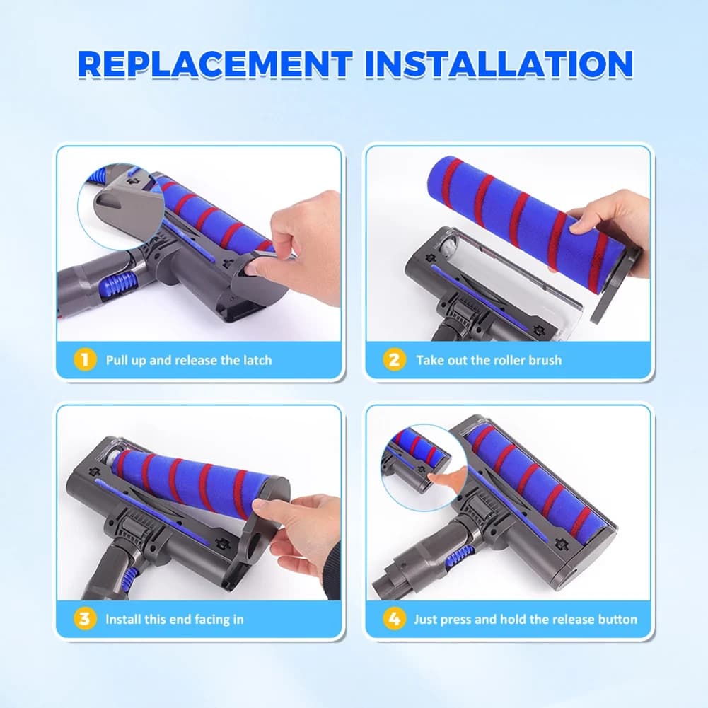 A61I Direct Drive Cleaner Head Brush For Dyson V7 V8 V10 V11 V15 Soft Sweeper Roller Replacement Vacuum Parts