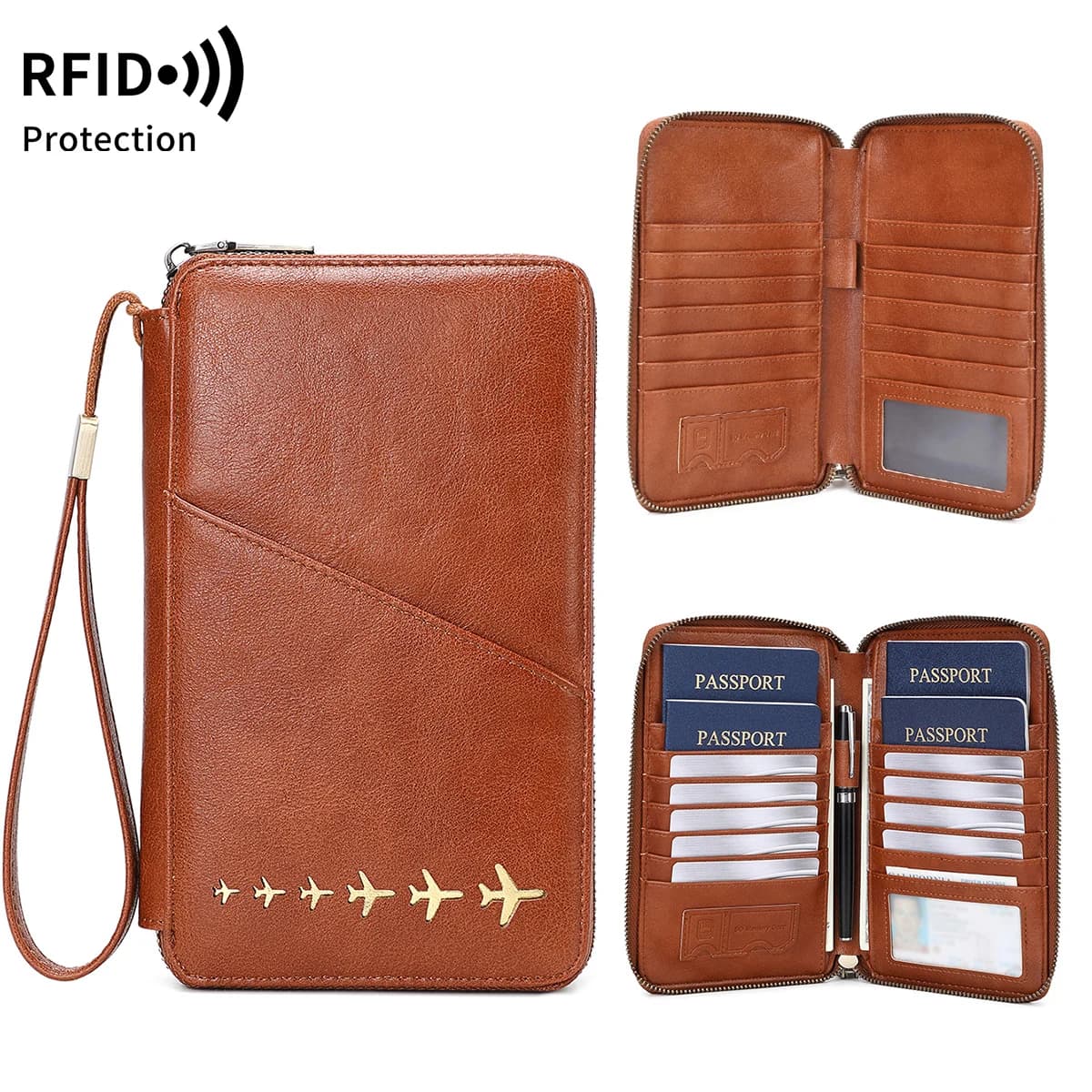 Nuovo portafoglio porta passaporto per famiglia con blocco RFID, borsa per documenti da viaggio, donna, uomo, portafoglio per passaporto multifunzionale in pelle PU