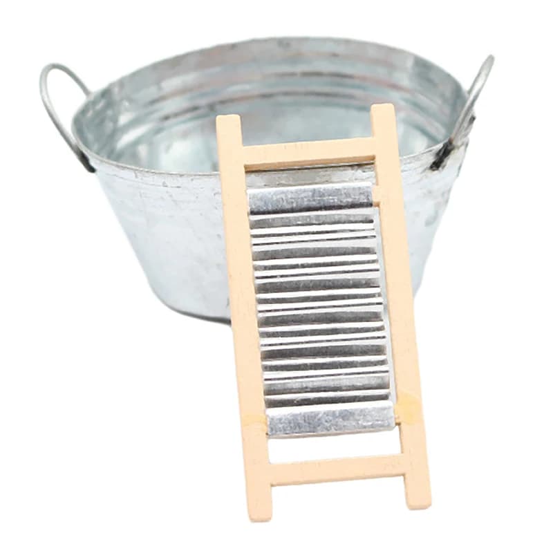 1 Set 100% nuovo e di alta qualità Casa delle bambole in miniatura Lavabo Secchio di ferro Bagno Modello Decor Giocattolo Accessori per casa delle bambole