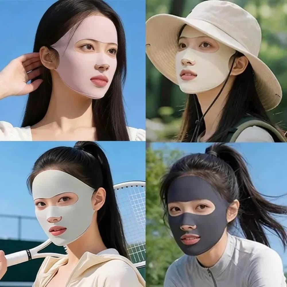 Maschera Protettiva in Seta Ghiaccio alla Moda, Antipolvere, Anti-UV, Sciarpa Copricollo, Protezione Solare Regolabile per Ciclismo