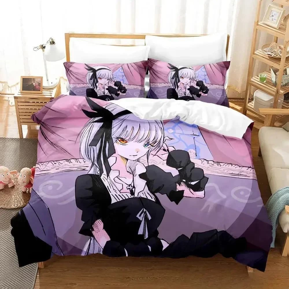 Quella volta che mi sono reincarnato come un slime - Set lenzuola stampato con copripiumino e federe, set biancheria da letto, lenzuola e trapunta, misure Queen e King