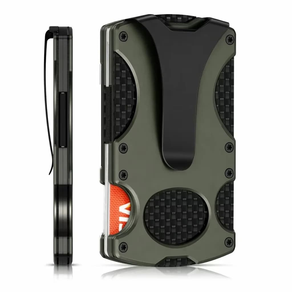 ZEEKER Carbon Fiber Wallet with Money Clip, Slim Metal Card Holder for Men, RFID Blocking EDC Wallet, Tactical Gift