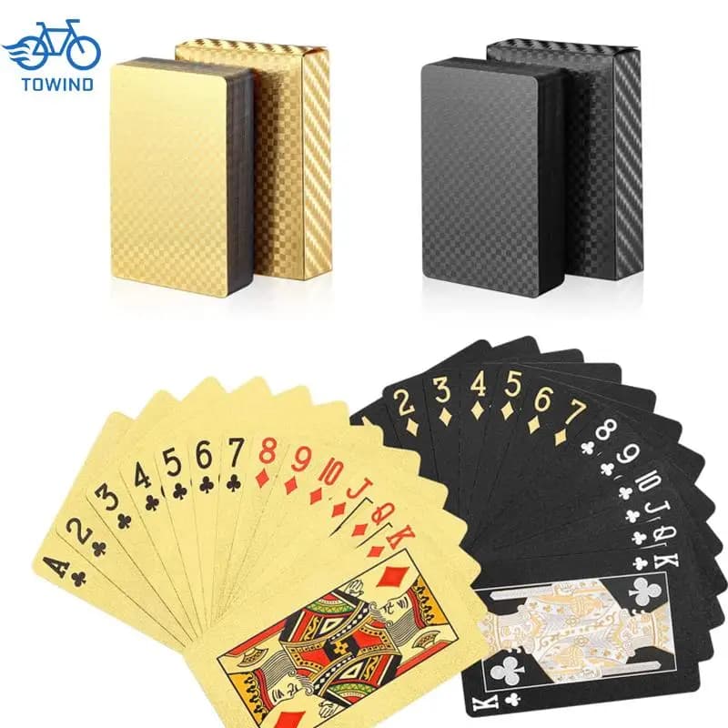 Nuove carte da gioco in oro 24 carati Gioco da poker in plastica Mazzo di poker in lamina Confezione di carte magiche impermeabili Collezione regalo Gioco da tavolo da gioco