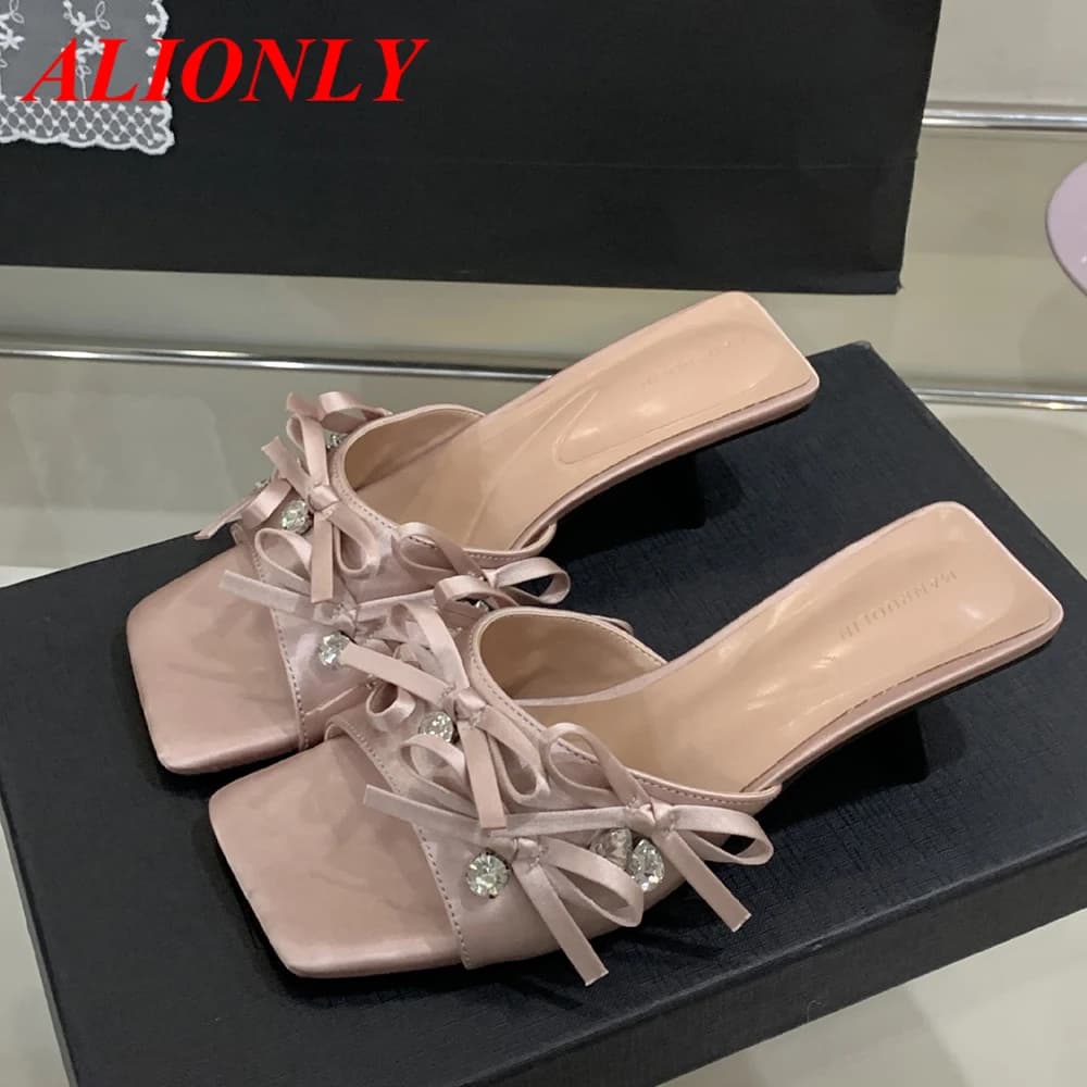 Alionly Round Toe With Clips Slim Low Heels Women's Slippers Outdoor Casual Sandals 2025 New summer flip flops Women's Shoes